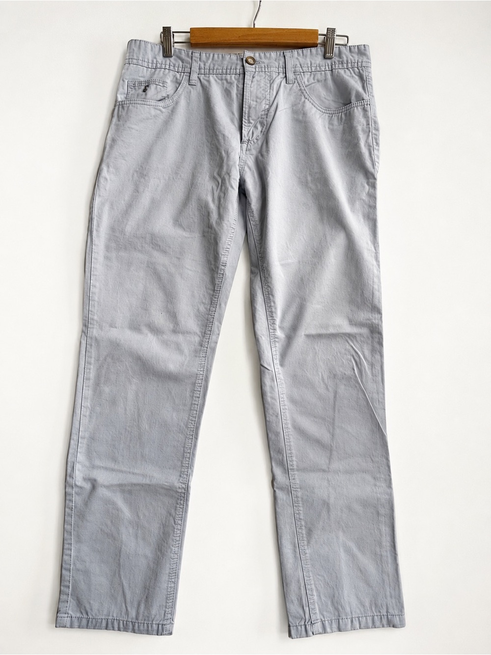 Cotton & Silk brand Men's Light Blue-Gray Cotton Pants - Classic Straight Fit